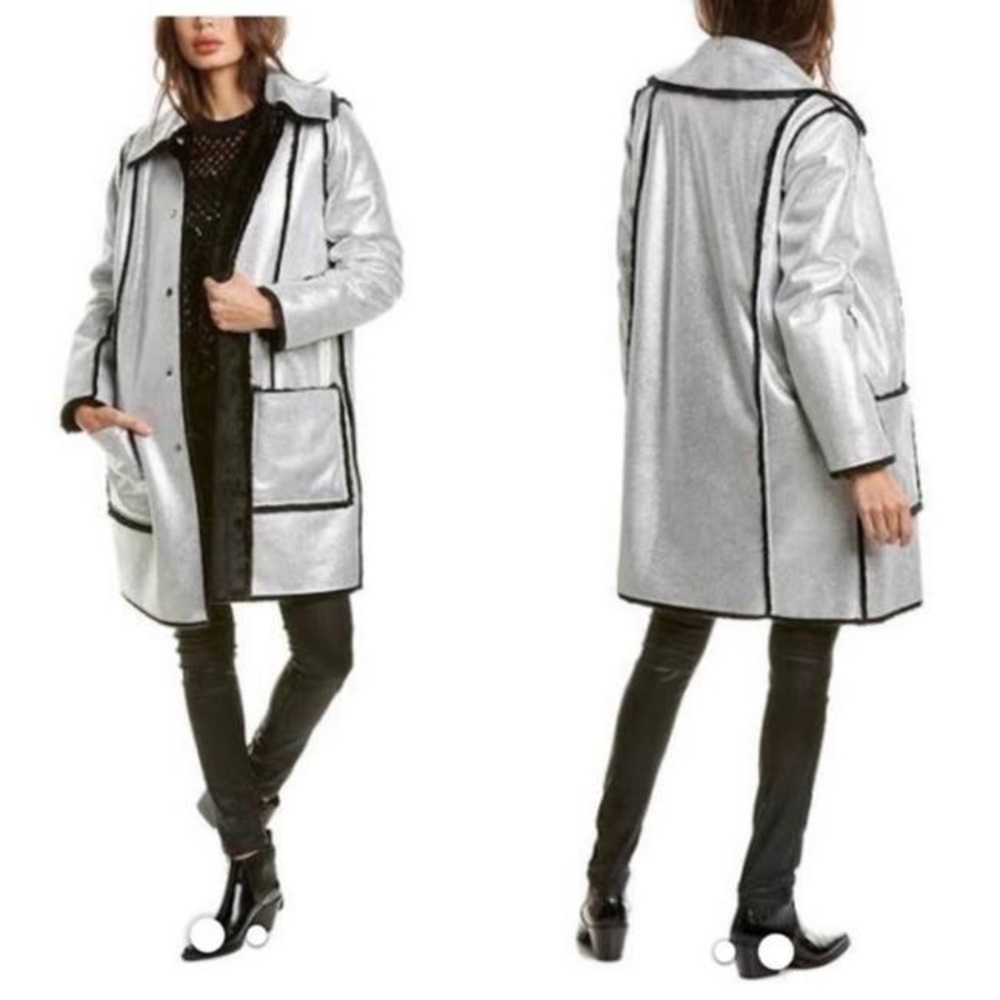 Tory Burch Esme silver and black reversible coat - size 4